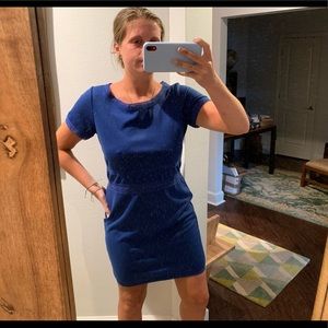 Plain Blue Dress with Gold Zipper, pulls in waist!